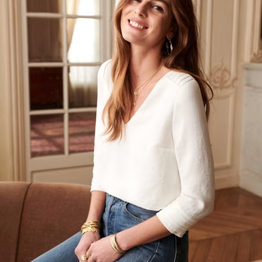 Sezane Babeth Blouse - Ecru / White